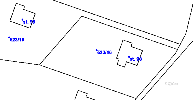Parcela st. 523/16 v KÚ Vysoká u Malé Moravy, Katastrální mapa