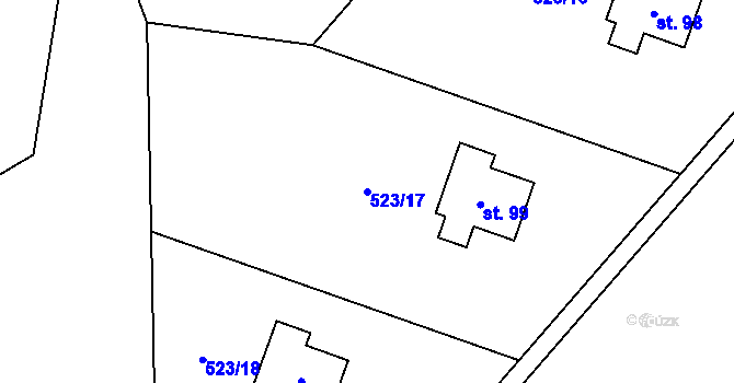 Parcela st. 523/17 v KÚ Vysoká u Malé Moravy, Katastrální mapa