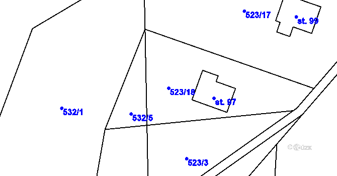 Parcela st. 523/18 v KÚ Vysoká u Malé Moravy, Katastrální mapa