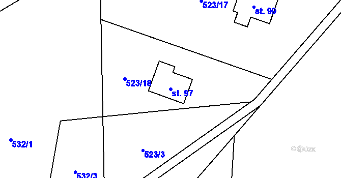 Parcela st. 97 v KÚ Vysoká u Malé Moravy, Katastrální mapa