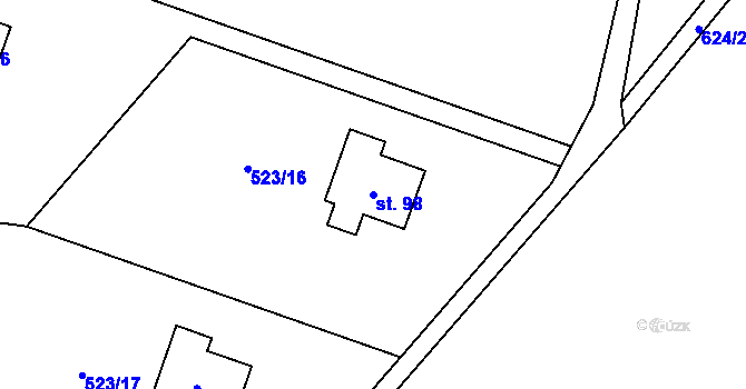 Parcela st. 98 v KÚ Vysoká u Malé Moravy, Katastrální mapa