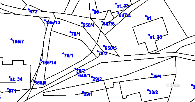 Parcela st. 79/2 v KÚ Vysoká u Malé Moravy, Katastrální mapa