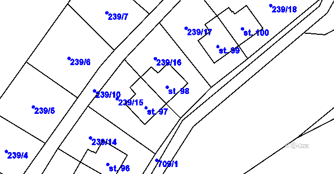 Parcela st. 98 v KÚ Vysoký Potok, Katastrální mapa