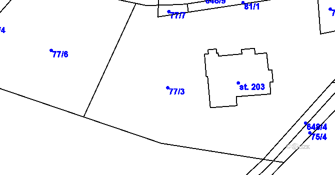 Parcela st. 77/3 v KÚ Karlov pod Pradědem, Katastrální mapa
