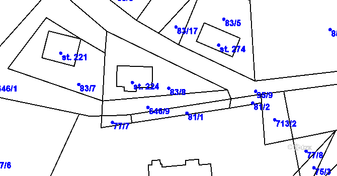 Parcela st. 83/8 v KÚ Karlov pod Pradědem, Katastrální mapa