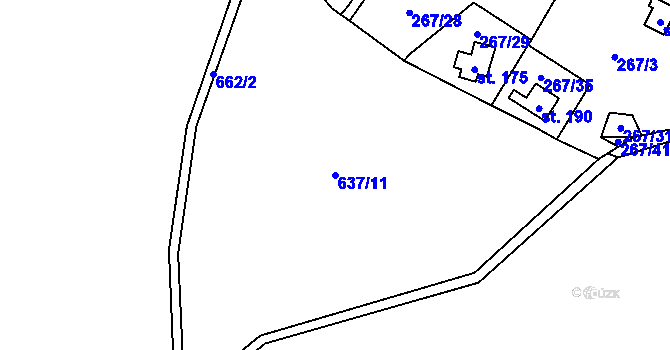 Parcela st. 637/11 v KÚ Karlov pod Pradědem, Katastrální mapa