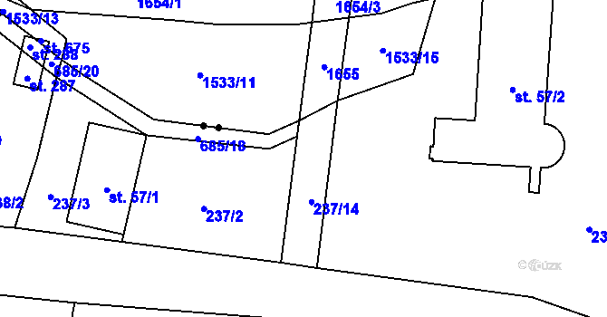 Parcela st. 237/13 v KÚ Karlov pod Pradědem, Katastrální mapa
