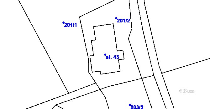 Parcela st. 43 v KÚ Malá Morávka, Katastrální mapa
