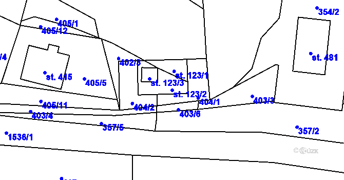 Parcela st. 123/2 v KÚ Malá Morávka, Katastrální mapa