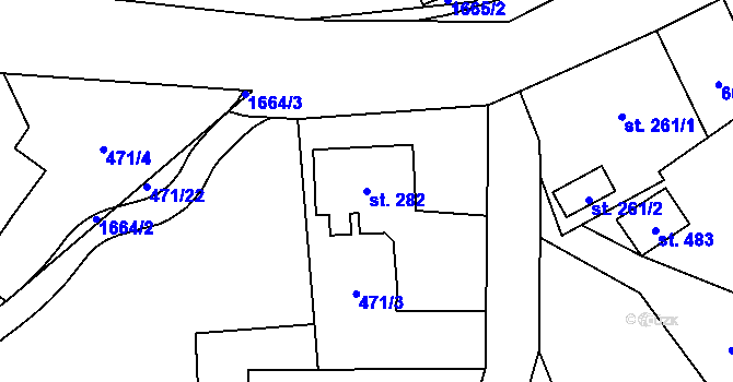 Parcela st. 282 v KÚ Malá Morávka, Katastrální mapa