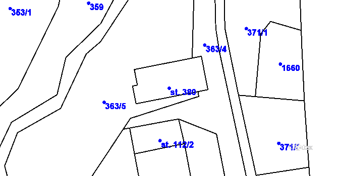 Parcela st. 380 v KÚ Malá Morávka, Katastrální mapa