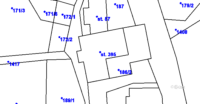 Parcela st. 395 v KÚ Malá Morávka, Katastrální mapa