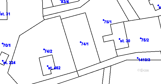 Parcela st. 74/1 v KÚ Malá Morávka, Katastrální mapa