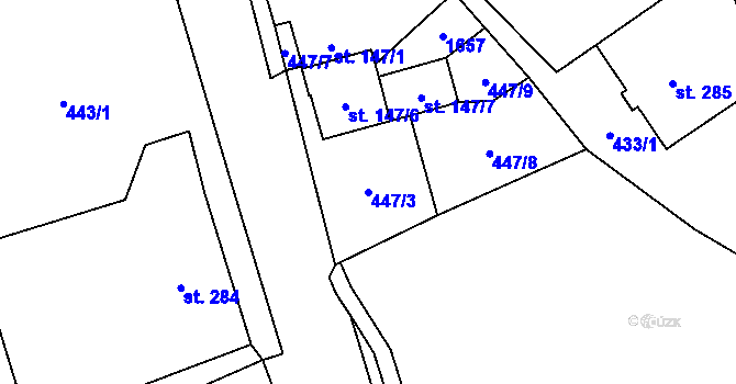 Parcela st. 447/3 v KÚ Malá Morávka, Katastrální mapa
