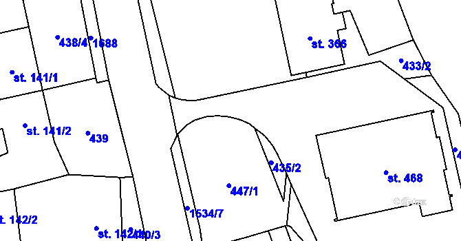 Parcela st. 447/4 v KÚ Malá Morávka, Katastrální mapa
