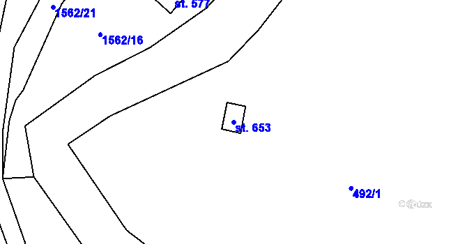 Parcela st. 653 v KÚ Malá Morávka, Katastrální mapa