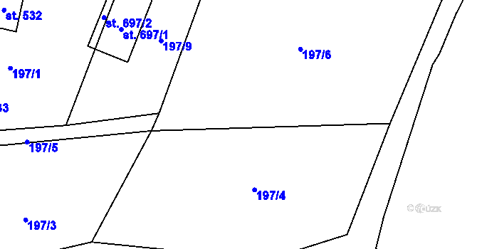 Parcela st. 197/7 v KÚ Malá Morávka, Katastrální mapa