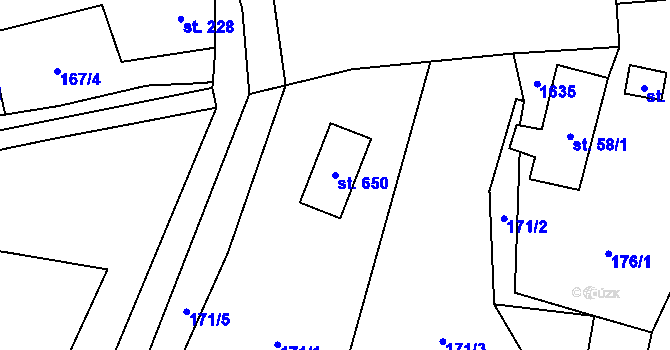 Parcela st. 650 v KÚ Malá Morávka, Katastrální mapa