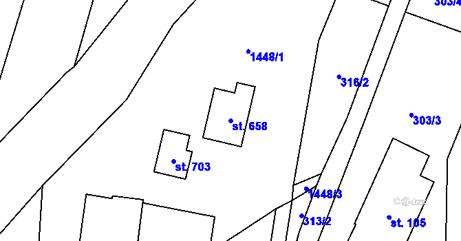 Parcela st. 658 v KÚ Malá Morávka, Katastrální mapa