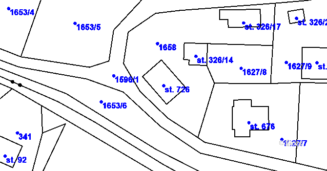 Parcela st. 726 v KÚ Malá Morávka, Katastrální mapa
