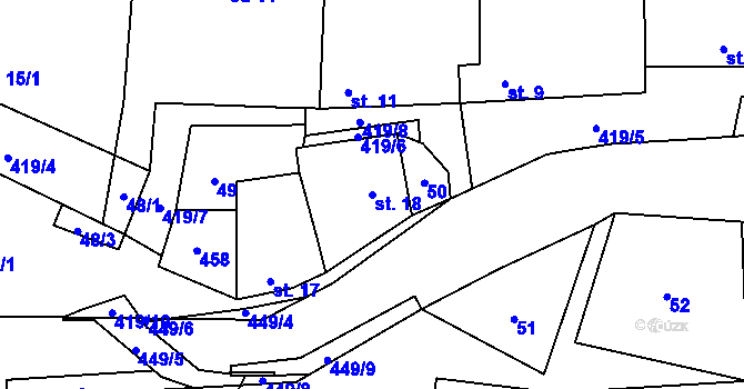 Parcela st. 18 v KÚ Malá Roudka, Katastrální mapa
