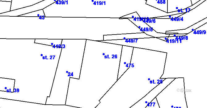 Parcela st. 26 v KÚ Malá Roudka, Katastrální mapa