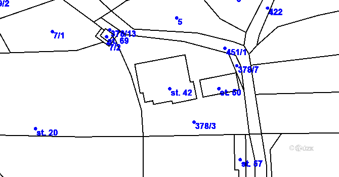 Parcela st. 42 v KÚ Malá Roudka, Katastrální mapa