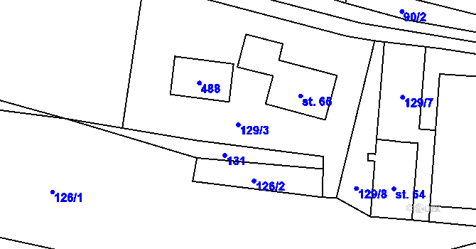 Parcela st. 129/3 v KÚ Malá Roudka, Katastrální mapa