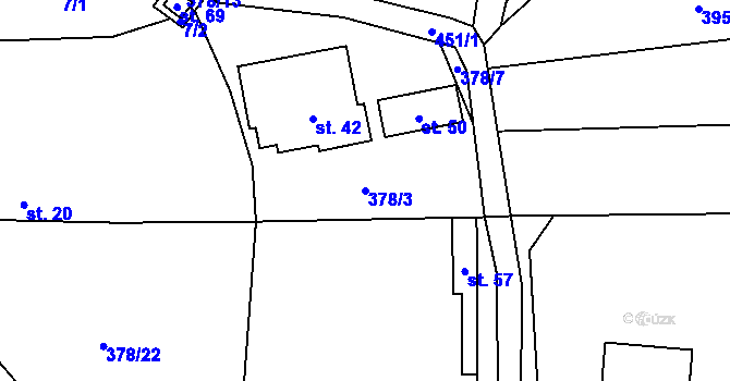 Parcela st. 378/3 v KÚ Malá Roudka, Katastrální mapa
