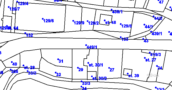 Parcela st. 449/1 v KÚ Malá Roudka, Katastrální mapa