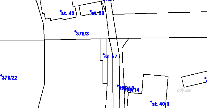 Parcela st. 57 v KÚ Malá Roudka, Katastrální mapa