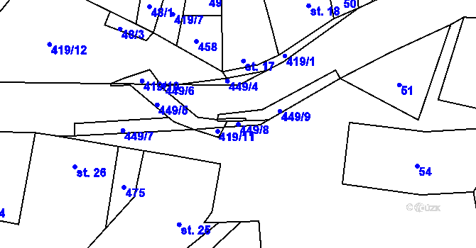 Parcela st. 449/8 v KÚ Malá Roudka, Katastrální mapa