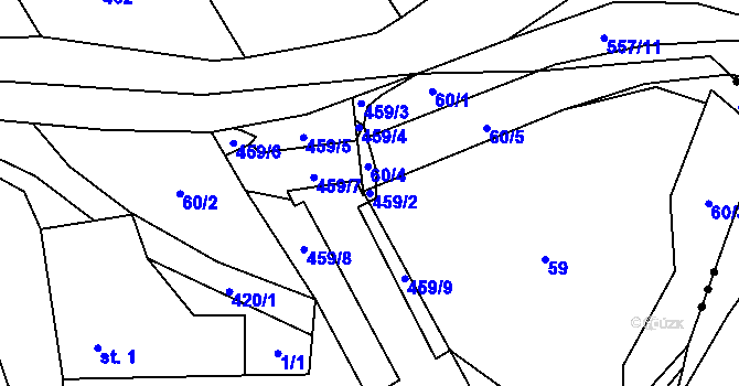 Parcela st. 459/2 v KÚ Malá Roudka, Katastrální mapa