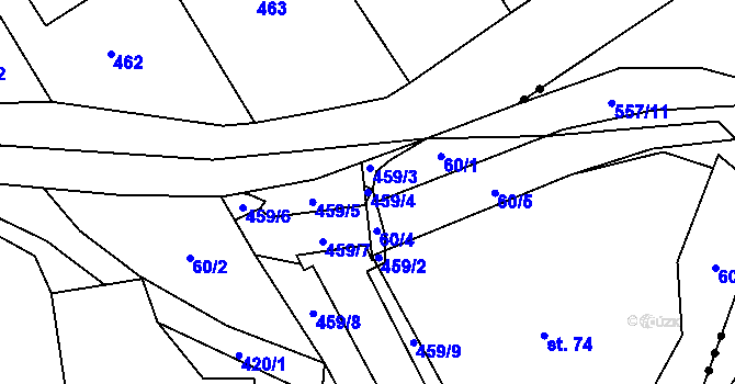 Parcela st. 459/4 v KÚ Malá Roudka, Katastrální mapa