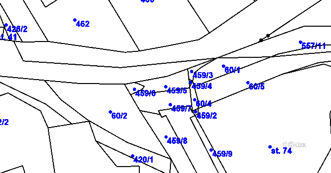 Parcela st. 459/5 v KÚ Malá Roudka, Katastrální mapa
