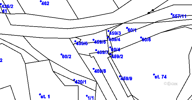 Parcela st. 459/7 v KÚ Malá Roudka, Katastrální mapa