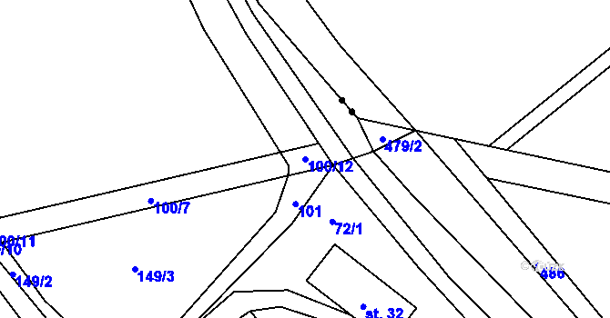 Parcela st. 100/12 v KÚ Malá Roudka, Katastrální mapa