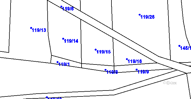 Parcela st. 119/15 v KÚ Malá Roudka, Katastrální mapa