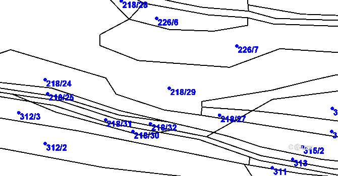 Parcela st. 218/29 v KÚ Malá Roudka, Katastrální mapa