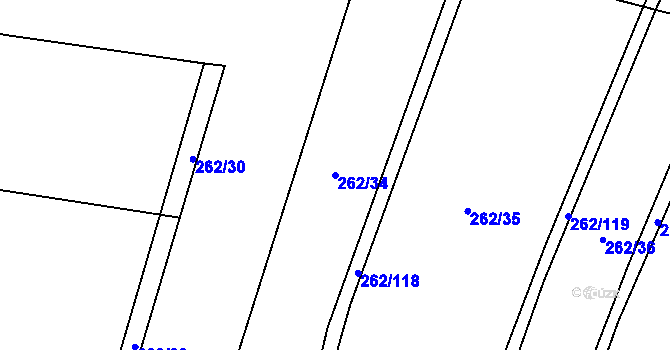 Parcela st. 262/34 v KÚ Malá Roudka, Katastrální mapa