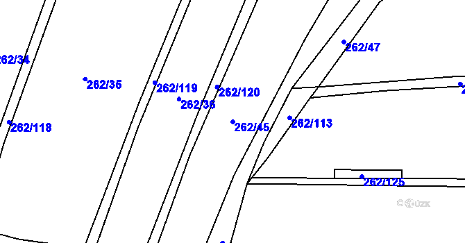 Parcela st. 262/45 v KÚ Malá Roudka, Katastrální mapa