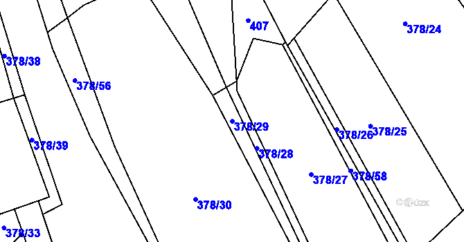 Parcela st. 378/29 v KÚ Malá Roudka, Katastrální mapa