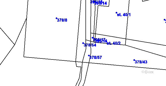 Parcela st. 378/54 v KÚ Malá Roudka, Katastrální mapa