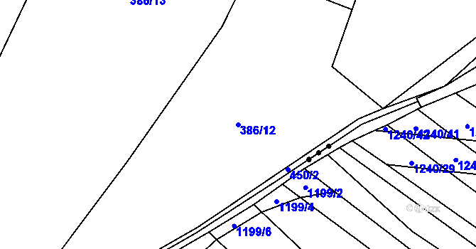 Parcela st. 386/12 v KÚ Malá Roudka, Katastrální mapa