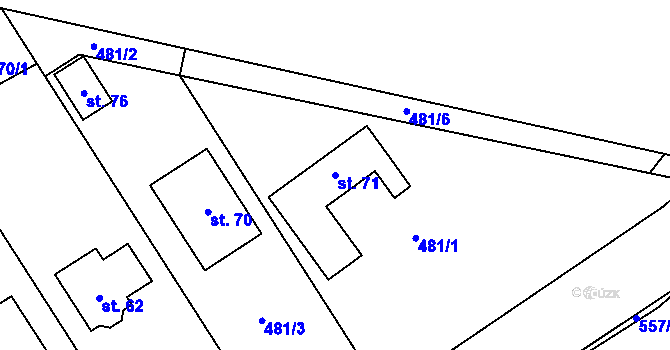 Parcela st. 71 v KÚ Malá Roudka, Katastrální mapa
