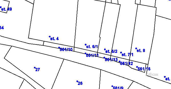 Parcela st. 6/1 v KÚ Skočova Lhota, Katastrální mapa