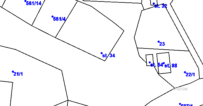 Parcela st. 34 v KÚ Skočova Lhota, Katastrální mapa