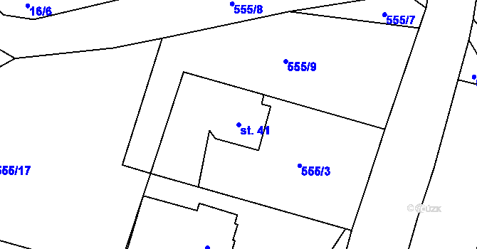Parcela st. 41 v KÚ Skočova Lhota, Katastrální mapa