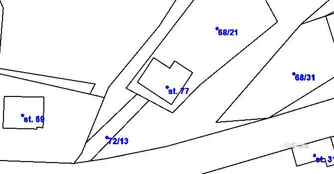 Parcela st. 77 v KÚ Skočova Lhota, Katastrální mapa
