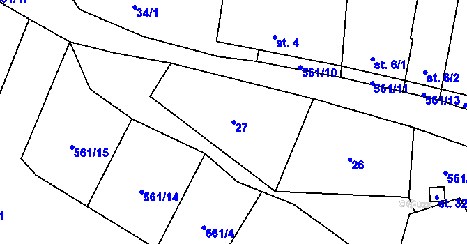 Parcela st. 27 v KÚ Skočova Lhota, Katastrální mapa